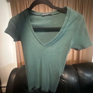 Brandy Melville Forest Green V-Neck Tee